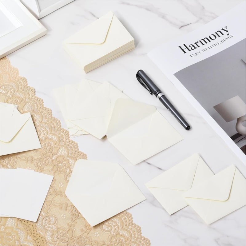Keketer 100 Pack 4 x 2.75" Mini Envelopes 120GSM Cream Gift Card Envelopes Bulk Small Paper Gift Card Sleeves Greeting Card Business Card Tiny Envelope Pockets for Card & Invitation - Image 5